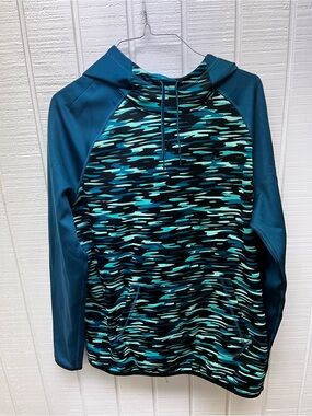 Nike Teal Multicolored Women’s L Hoodie Therma-Fit Sweatshirt Sporty Activewear